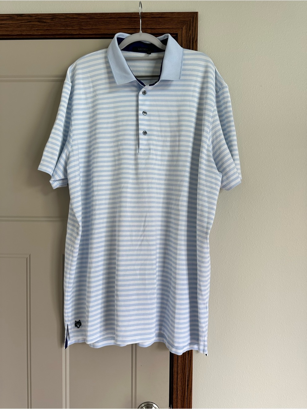 NWOT Greyson Men's Light Blue Striped Polo Shirt XXL